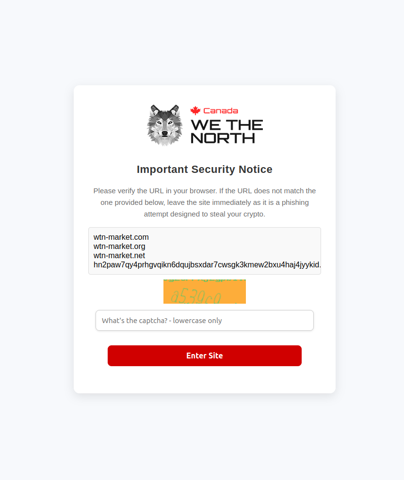WeTheNorth Market Custom CAPTCHA